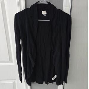 A New Day Black Ribbed Open Front Cardigan - XS